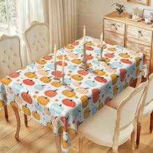 1pc Halloween Pumpkin Digital Print Tablecloth, Rectangular Durable Polyester Fabric, Suitable For Home, Kitchen, Garden, Holiday Parties, Weddings, Restaurants And Banquet Decorations, Wedding Season Autumn Decor - Multicolor - View 7