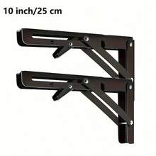 TAIMASI Heavy-Duty Folding Shelf Brackets - Space-Saving Wall-Mounted Design For Tables & Workbenches | Includes Mounting Screws - Seasonal Solution For: • Labor Day Workshop Upgrades • Thanksgiving Extra Serving Space • Christmas Gift For DIY Enthusiasts • New Year's Home Improvement Goals - 黑色 - 查看 10