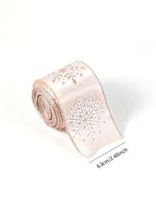 1Roll Christmas Wired Ribbon Champagne Themed Ribbon With Snowflake Merry Christmas Golden Glitter Xmas Ribbon 2.2yards For Christmas Tree Wreath Garland Decor Supplies Holiday Gift Wrapping Home Party Decorations Home Decor Christmas Decorations Room Decor Winter