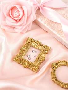 10个/1个复古奢华巴洛克风格树脂相框装饰，圣诞DIY童话娃娃屋迷你相框装饰，适合圣诞娃娃展示，送给家人和朋友的惊喜礼物，珠宝店景观配件