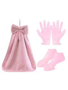 Pink Silicone Moisturizing Hand Mask & Foot Mask Gel, Cuticle Remover, Nourishing Hand Gloves & Foot Socks