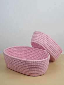 1 Set/3 Stücke rosa Baumwollseil gewebter Aufbewahrungskorb, einfache Heimdekoration, offener Aufbewahrungskorb, geeignet für Familienschlafzimmer, Wohnzimmer, Kosmetik, Snacks, Spielzeug, Mischelartikel, Ordnungsaufbewahrung, kann als Urlaubsgeschenk verwendet werden, geeignet als Kinderweihnachtsgeschenk für die Dekoration