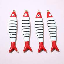 2pcs 40x8mm Enamel Stripe Fish Charms Pendant Stainless Steel DIY Jewelry Making Accessories Findings For Necklace Earrings - Fish - View 5
