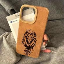 Funda premium de piel sintética mate con un llamativo diseño de león. Resistente a golpes y caídas. Compatible con varios modelos, incluyendo las series 16, 15, 14 y 13. - Marrón - Ver 4