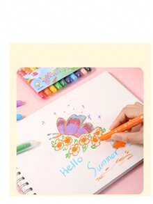 6pcs/10pcs Water-Soluble Large Capacity Colorful Crayon Rotary Drawing Pen, Children's Non-Staining Painting Brush, Oil Painting Brush