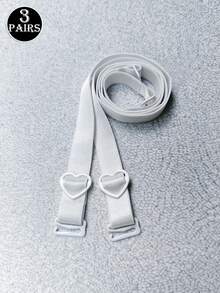 1-3对/套可爱俏皮心形扣内衣肩带弹力布肩带可更换文胸肩带可调节防滑肩带文胸布肩带 - 彩色 - 查看 14