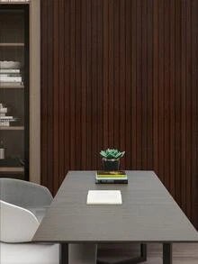 1卷40厘米（15.75英寸）宽自粘式壁纸，可撕贴、可移除、防水、防刮，适合租房者使用，优质PVC材质，现代乡村3D效果，竖条纹深胡桃木棕色木纹面板，易于安装，适用于卧室、客厅、家具翻新、出租房装饰，四季皆宜。 - 深棕色 - 查看 17