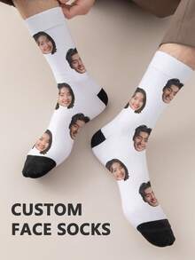 人脸袜 1 双装 定制女士趣味中筒袜，可印制个性化照片，任何脸型均可印制在袜子上，趣味独特的情侣袜，适合情人节、生日或其他任何场合。可爱、简约、趣味、舒适，可定制、个性化、独特，男女皆宜，是送给男友、朋友、卧室装饰或睡衣套装的理想礼物。 - 彩色 - 查看 11