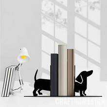 2 件铁猫形书挡，重型金属书桌书挡，带有奇思妙想的猫咪图案，带圆角的装饰性书挡，书夹，适用于办公室、图书馆、书架、书桌装饰