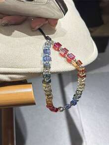 1 件时尚玻璃珠挂绳腕钥匙扣、手机带、相机带、手机壳配件吊坠 - 彩色 - 查看 5