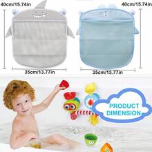 婴儿浴室网袋卡通动物造型布艺沙玩具收纳网袋吸盘式儿童洗澡玩具收纳篮儿童洗澡玩具收纳网袋玩具口袋浴室吸盘式悬挂收纳袋 - 彩色 - 查看 4