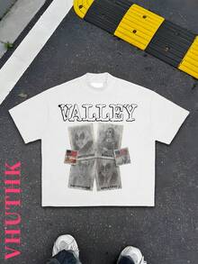 VHUTHK (180 Cotton T-Shirt)  Mountain Valley   Print Men's Summer Round Neck Short Sleeved Casual Cotton Print - 白色 - 查看 1
