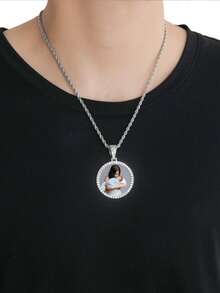 1 Customized Picture Necklace, Hip-Hop Style Personalized Pendant Necklace Jewelry, Angel Wing Necklace, Customized Picture Jewelry Gift With Pendant, Valentine's Day/Halloween/Christmas,Jewelry & Watches,Chic Autumn,Custom Name Stainless Steel Necklace, Personalized Nameplate - Multicolor 2 - View 5