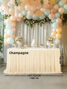 4pcs/1pc Pleated Solid Color Tableskirt, Suitable For Rectangular, Square, Round Tables, Ruffled Tablecloth, Wrinkle-Resistant And Easy To Clean, Applicable For Birthday Cake Table Decor, Banquet And Wedding Party, Bridal Shower, Various Party Celebrations