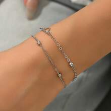 1pc Double-Layer Heart Shape Bracelet, Romantic & Feminine, Suitable Gift For Women, Students, Friends, Birthday/Anniversary - Silver - View 9