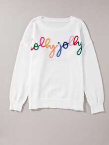 Women's Holly Jolly Elegant Sweater, Winter Clothing - White - View 6