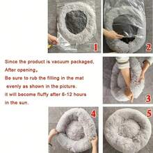 1 pieza Cama para mascotas con forma de rosquilla, Almohadilla y Casa para Gatos - Suave y Esponjoso Pelaje Sintético, Cálido y Suave, Adecuado para Perros y Gatos Pequeños, Medianos y Grandes. - Gris Claro - Ver 11
