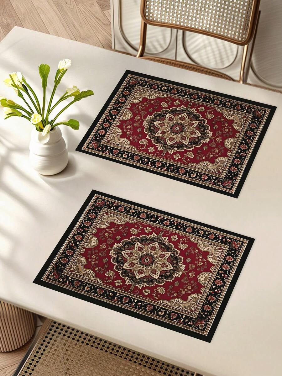 1 cái/4 cái/6 cái/48 cái Tấm lót bàn ăn chống trượt chịu nhiệt họa tiết Hồi giáo/Bohemian/William Morris, chống biến dạng và dễ vệ sinh, thích hợp dùng trang trí nhà bếp và nhà hàng như tấm lót cốc, tấm lót đĩa bát, tấm lót cà phê - Nhiều màu - Xem 1