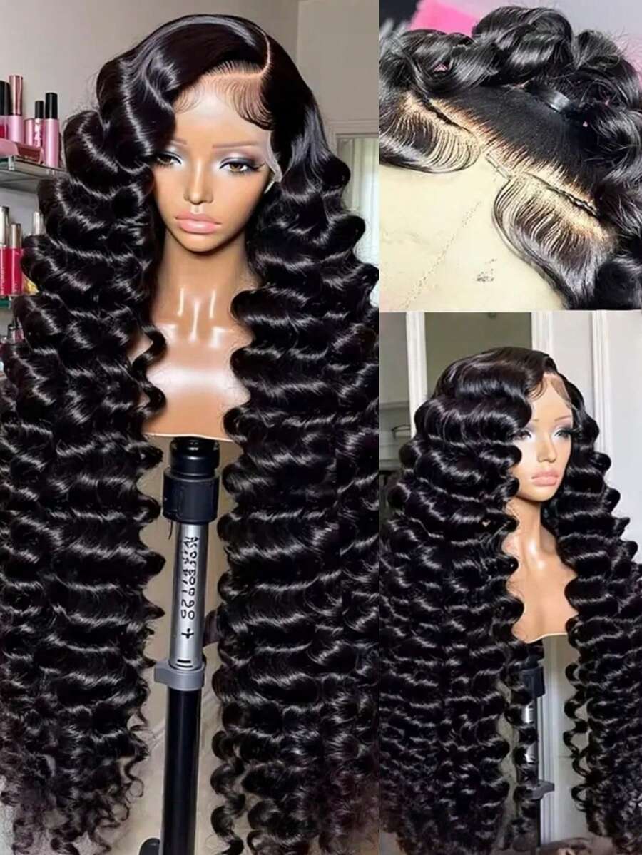 NARNI 28 30 Inch 13x6 Loose Deep Wave Lace Front Wigs Human Hair 250% Density HD Transparent Lace Frontal Wigs Human Hair Pre Plucked Loose Deep Wave Wigs Human Hair With Baby Hair For Women Natural Color - Natural Black - 查看 1