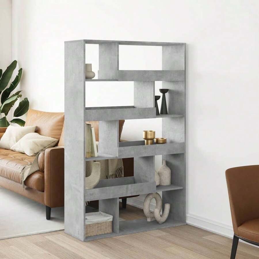 Raumteiler Betongrau 100x33x156, 5 cm Holzwerkstoff - Grau - Übersicht 1