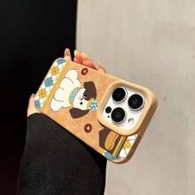 Puppy Teléfono Móvil phone16promax 16plus 15pro 14 13 12 11, Teléfono Móvil con Sensación De Piel Sintética, Nueva Funda para Teléfono Móvil para Hombres Y Mujeres, Anticaída Completa - Marrón claro-1 - Ver 5