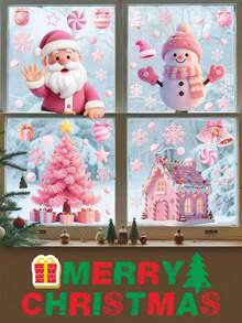 53 Piezas de Pegatinas Navideñas para Ventanas, Papá Noel, Muñeco de Nieve Navideño, Alce, Copos de Nieve, Campanas, Velas Navideñas, Ángeles, Decoraciones de Fiesta Navideña, Adecuadas para Ventanas de Vidrio del Hogar, Ventanas de Tiendas, Feliz Navidad, Pegatinas Navideñas para Pared, Pegatinas Navideñas Removibles de Papá Noel y Muñeco de Nieve para Decoración de Ventanas - Multicolor - Ver 3