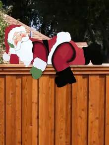 1 paquete Decoraciones de valla de Papá Noel - Adornos de señal de valla de jardín al aire libre, decoraciones navideñas de plástico, sin baterías necesarias, soporte de piso, adecuado para árbol de Navidad, decoraciones navideñas para el hogar, regalos de Navidad