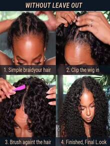 Deep Wave V Part Wig Human Hair For Women 180 Density Upgrade U Part Human Hair Wig Brazilian Remy Curly Glueless Wigs Clip In For Beginner Friendly No Sew In No Glue Natural Color 28 Inch - Natural Black - Xem 9