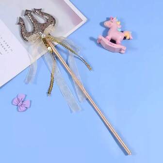 1pc Fairy Magic Wand With Star, Cat Teaser, Angel Star Fairy Wand, Double Heart Magic Wand, Stage Performance Props, All Seasons, Halloween
