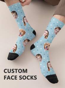 1 Pair Of Men's Mid Length Socks,Custom Dog Face Socks, Personalized Pet Face Socks With Photo Customized Funny Crew Sock Gifts For Men, Custom Valentine's Day Birthday Gifts Gag Gifts For Pet Lover,Customized Men Socks,Street Casual Chic, Fall,Dawg,Colorful,Cute,Adorable,Contracted,Funny,Custom,Unique,Customized,Personalized,Ideal Gifts For Him,Ideal Gifts For Her,Boyfriend,Girlfriend,Family,Friends,Her