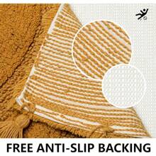 Half Circle Boho Rugs With Tassels 100 Cotton HandWoven Bath Rugs Non Slip Absorbent Crochet Rugs Machine Washable Boho Bath Mats For Floor Tub