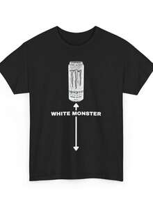 White Monster Funny Joke Man Friends T-Shirt - 黑色 - 查看 1