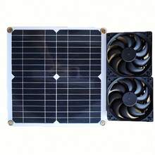 1 Pc 20W Solar Fan Kit - Dual Cooling Fans For DIY Ventilation, Adjustable Mounting Brackets Solar Panel For Chicken Coops/Greenhouses/Sheds - 20W雙風扇 - 查看 3