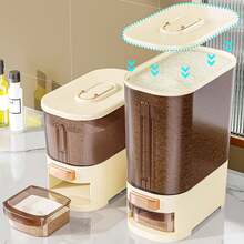 Pressure Rice Bucket Sealed Anti-Insect Anti-Moisture Plastic Rice Canister, Transparent Kitchen Crevice Grain Storage Bucket, Pressure Simple Smooth Dispensing, Space-Saving, Household Essential - Multicolor - View 6