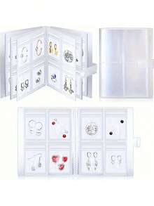 [كتاب مجوهرات محمول] كتاب تخزين مجوهرات محمول بشبكة 160 خلية شفافة | ألبوم بأقسام متعددة من البلاستيك للأقراط والخواتم والقلائد - تخزين مضغوط للسفر والمنزل، تخزين المجوهرات، لف المجوهرات مع إغلاق آمن بأزرار، ضروريات السفر، اكسسوارات السفر، حقائب السفر، عودة إلى المدرسة، لوازم المدرسة، صندوق مجوهرات (بدون كيس سحاب)