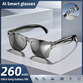 SIMSONLAB Yeni Akıllı Güneş Gözlüğü, Çok İşlevli Güneş Gözlüğü, 260 mAh Büyük Kapasiteli Pil, Yapay Zeka Nesne Tanıma, Arama, Müzik Çalma, Fotoğraf, Video Kaydı, Şarj Edilebilir, HD Lens, Gelişmiş Teknoloji, Unisex, Dokunmatik Algılama, Akıllı Polarizasyon, Kamera, Surround Ses Hoparlörü, Yapay Zeka Sesli Asistan, Arkadaşlar İçin En İyi Hediye