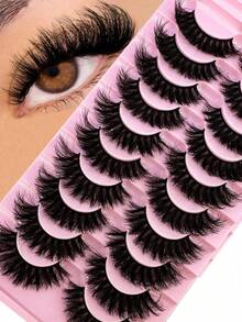 10 对 5D 仿貂皮睫毛，持久貂皮睫毛，自然逼真浓密 3D 假睫毛 - 濃密款 - 查看 8