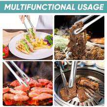 6 szt. 11-calowych szczypiec do grilla ze stali nierdzewnej, koreańskie, japońskie szczypce do grilla, przenośne przybory kuchenne, domowe, na zewnątrz, steki, sałatki, jedzenie