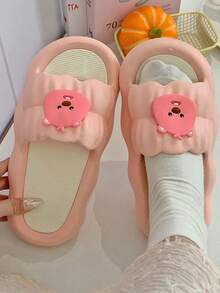 نعال/صنادل ناعمة القاع للنساء، صيفية، مضادة للانزلاق للاستخدام الداخلي/الخارجي، بتصميم كرتوني جميل