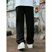Men's Solid Color Casual Everyday Trousers Men's Streetwear Pants, Boy Friend Gifts, Back To School - 黑色 - 查看 2