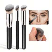 五件套男女时尚仿珍珠手柄柔软密实刷毛遮瑕刷、遮瑕膏刷、鼻部轮廓刷，适用于遮瑕、晕染、定妆和粉状、液体、膏状化妆品。包含粉底刷、遮瑕刷、腮红刷、轮廓刷、修容刷、散粉刷、粉底刷、腮红刷。 - 黑色 - 查看 8