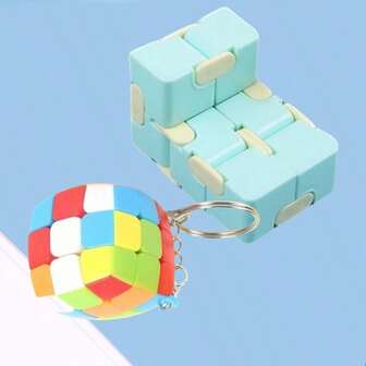 1PC/2Pcs Solid Color Smooth Magic Cube Mini Keychain Pendant Charm Small Bun Pendant Pocket