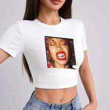 Women's Erykah Badu Woman Crop Top T-Shirt Stylish Comfortable Tees - 白色-3 - 查看 2