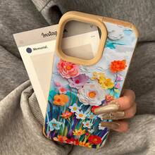 Diseño de flores de colores Teléfono con lente alta 13 Pro 16 12 15 Plus XS 14 11 Todo incluido Cuero sintético suave - Colores mixtos 1 - Ver 3