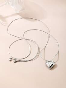 1 pieza Dije con colgante de corazón dorado de moda y lindo, colgante con forma de corazón 3D con decoración de pequeños corazones adorables, collar de varias capas adecuado para festivales, citas y uso diario