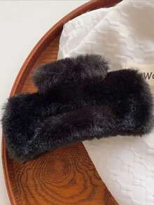 4 pièces Nouveaux clips carrés en peluche grande taille pour l'automne/l'hiver, pinces à cheveux, accessoires pour cheveux pour femmes. Pinces à cheveux mode automne, accessoires automne, pince à cheveux pour la beauté, pour la maison, pour les cadeaux, pour les tenues de vacances pour femmes - Multicolore - Voir 9