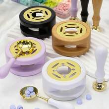 Wax Seal Heater With Wax Melting Spoon Antique Wooden Wax Seal Stove And Wax Seal Set For Melting Wax Seal Beads Or Sealing Wax Sticks, Stamps, Wedding Wax Seals Envelope Seals Stamps, Fast Melting, Perfect For Wax Seal Stamps - Multicolor - View 3