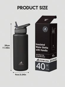 40 oz Insulated Tumbler with Straw – Stainless Steel Water Bottle, Leak-Proof Double Wall Coffee Cup, Keeps Cold for 24H, Fits Car Cup Holder, Reusable Travel Mug for Sports, Gym, School, and Travel - 黑色 - 查看 3