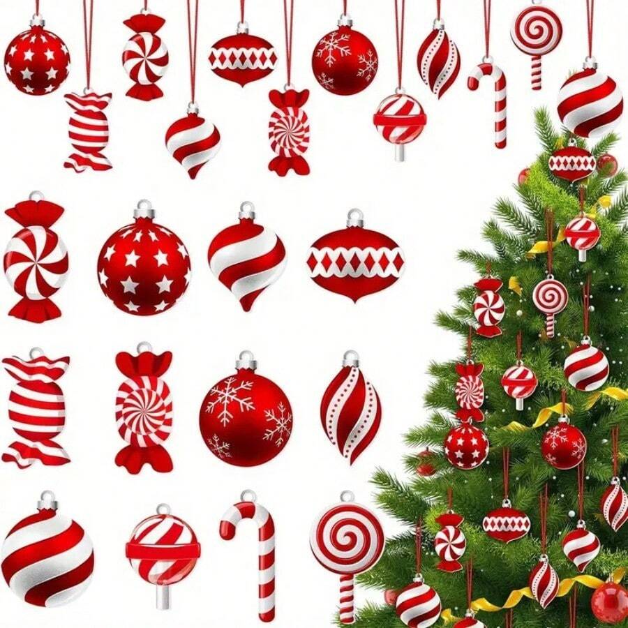 Candy Cane Ornaments, Christmas Lollipop Decor,  Hanging Tree Ornaments For DIY, Party Gift - Multicolor - View 1