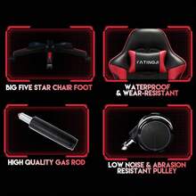 Gaming Chair,With Cushion,Height Adjustable,PU Leather Racing-Style Executive,Reclining Capability,Suitable Office Chair - màu đen - Xem 6